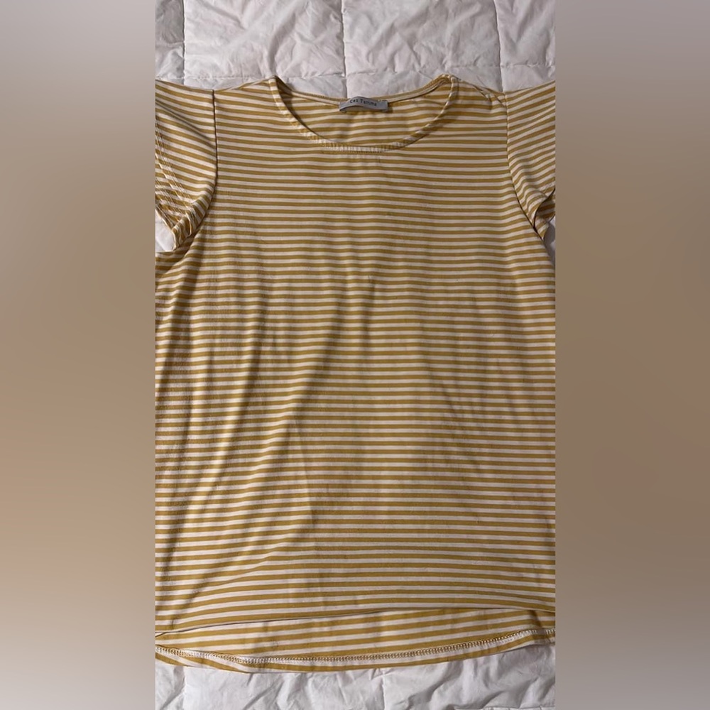Ces Femme, Size Small, Mustard and White Stripe top